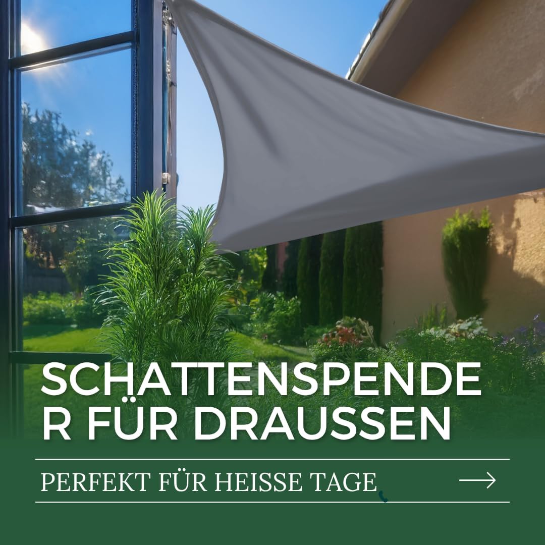 Tom'Shop Sonnensegel Graphit Rechteck 2x3m | Wasserabweisend, Sonnenschutz, Wetterbeständig, Für Pat