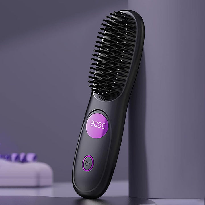 Reise Glättebürste,Damen Heizbürste Zum Haare Glätten | 3 Temperaturstufen Styling Werkzeug für Dame