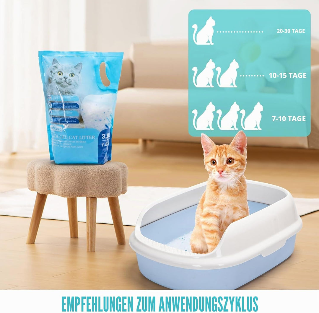 Nobleza - 4 x 3.8L Arena para Gatos de sílice Camada para gatitos de Gel de Diamante Absorbente， Cóm