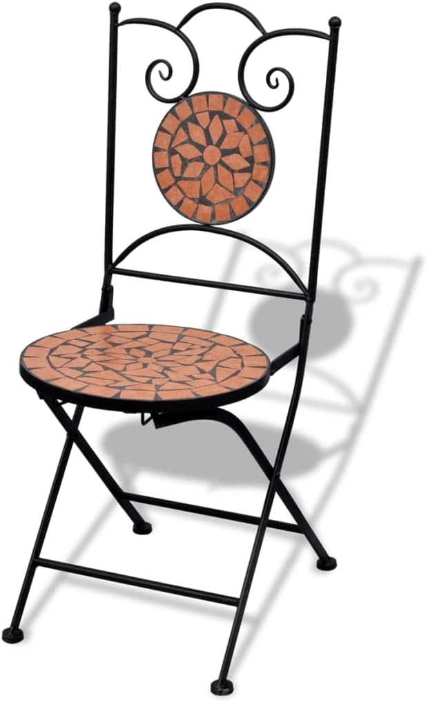 homiuse 37x44x89 cm Bistrostühle 2 STK. Klappbar Keramik Terrakotta Esszimmerstuhl Klappstuhl Garten
