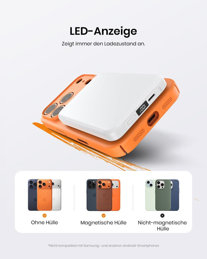 A ADDTOP Power Bank, 10000mAh Magnetische Powerbank, Kabelloses Tragbares Ladegerät mit USB-C EIN-/A
