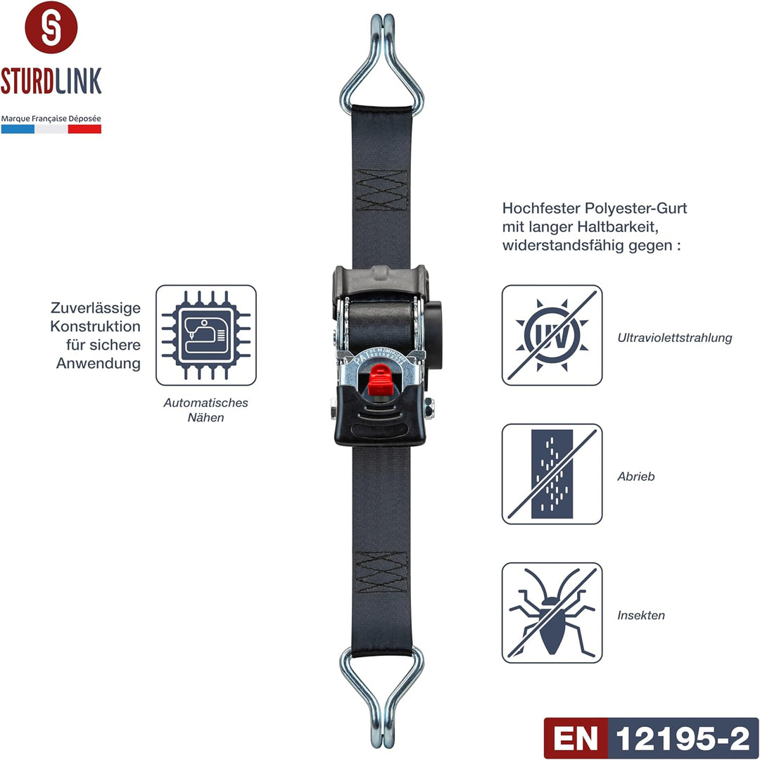 Automatik Spanngurte 3m 50mm mit J Haken 750kg/1500kg x2 | Zurrgurte mit Ratsche und Automatischer S