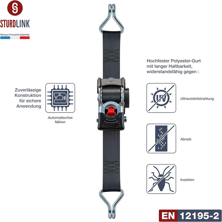Automatik Spanngurte 3m 50mm mit J Haken 750kg/1500kg x2 | Zurrgurte mit Ratsche und Automatischer S