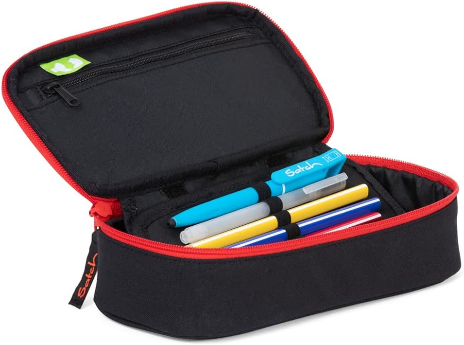 Satch Schlamperbox extra gross inkl. Trennfach Reissverschlussfach Stiftehalter Geodreieck Sichtfens