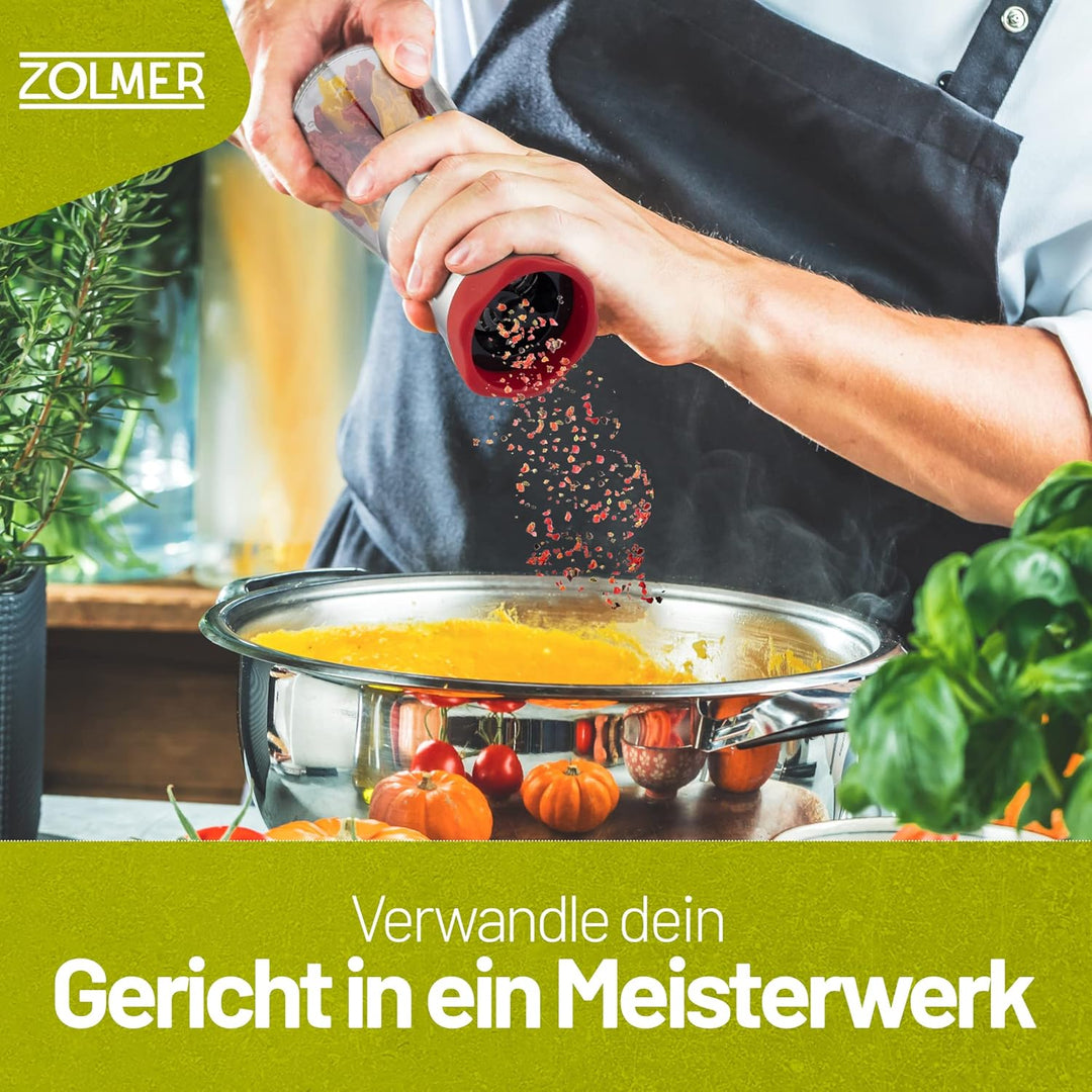 Chilimühle aus Edelstahl & Glas | Gewürzschneider Schneidwerk - Chilischneider für grobe Gewürze & C