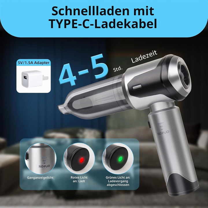 Handstaubsauger Akku, 22000pa Autostaubsauger, 3-Gang 200000 U/min Mini Staubsauger, 9-in-1 Auto Sta