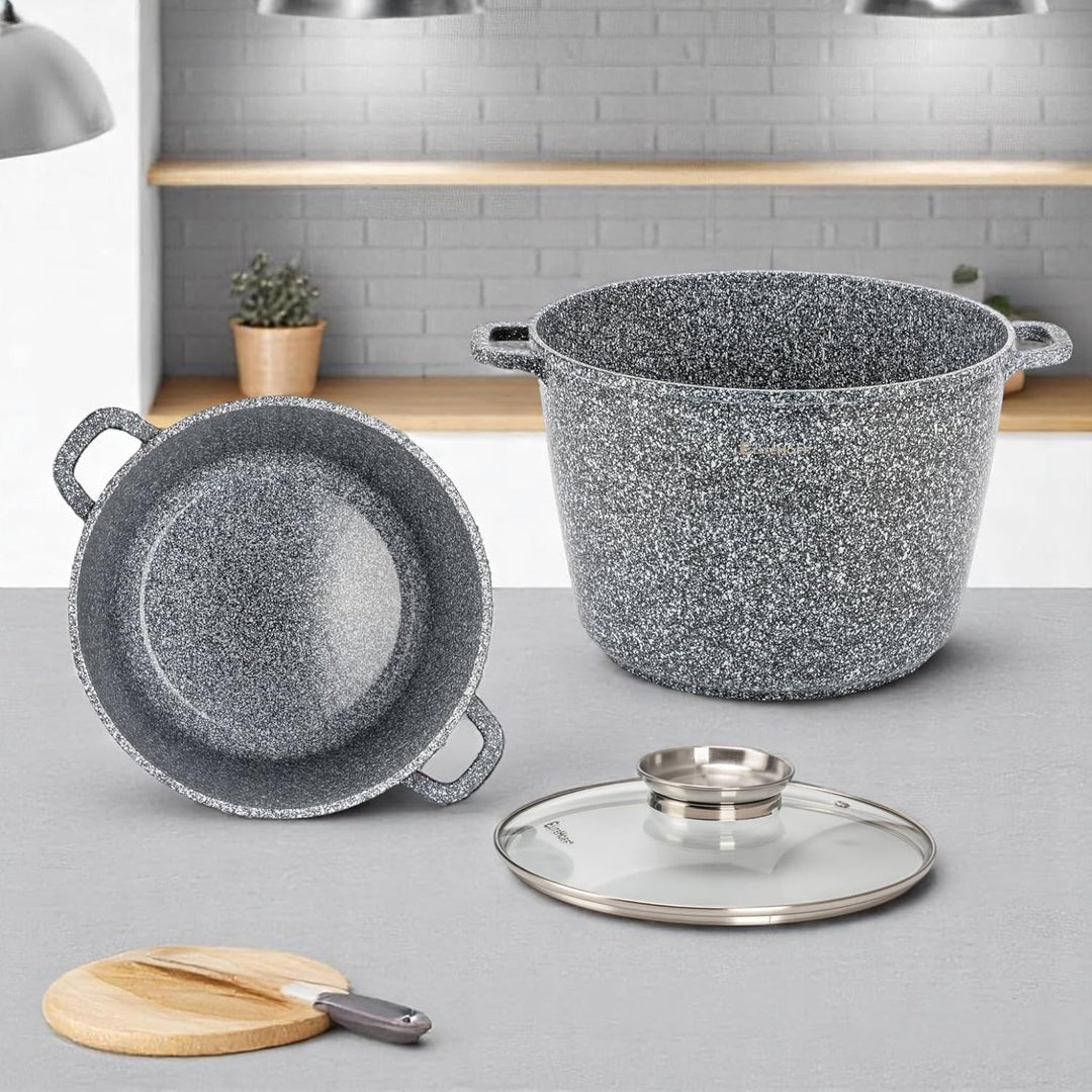 EliteHoff Kochtopf, 2er-Set Suppentopf aus Aluminiumguss mit Antihaftbeschichtung 24/28 cm (6,5L und