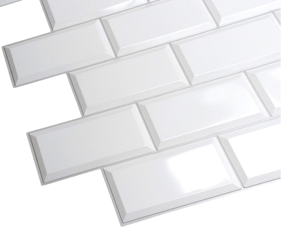 PVC Kunststoff Wandpaneele 3D Dekorative Fliesen Verkleidung - Weisse Fliesen (20, 9,4 m²)