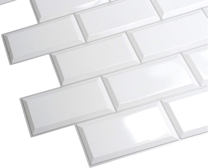 PVC Kunststoff Wandpaneele 3D Dekorative Fliesen Verkleidung - Weisse Fliesen (20, 9,4 m²)