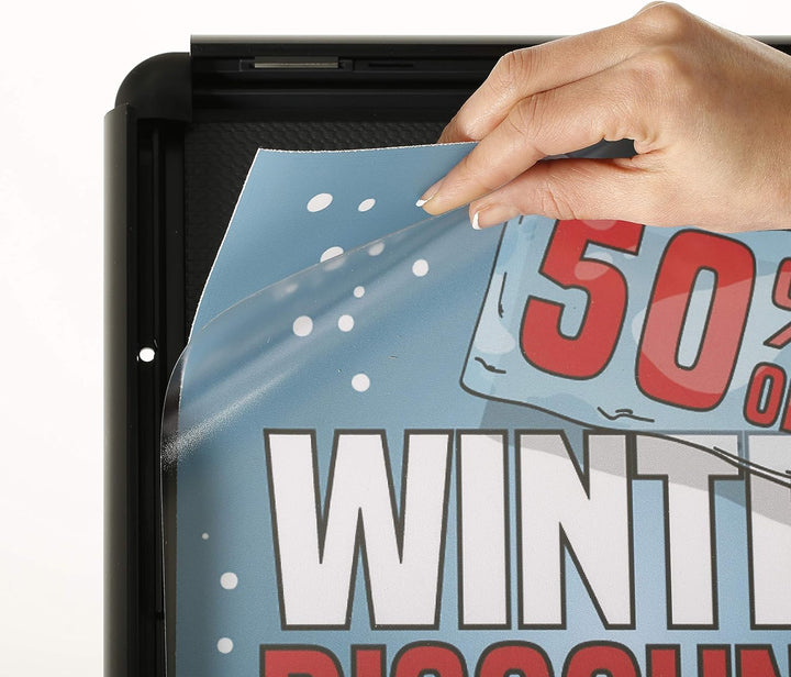 DISPLAY SALES Infoständer für DIN A3 Plakate | Werbeaufsteller in schwarz mit Rondoecken | Informati