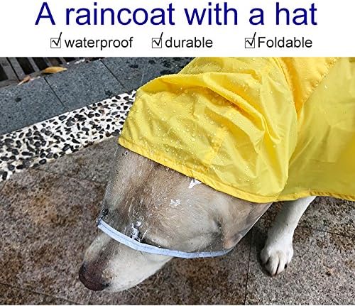 Regenjacke für Hunde, Wasserdichter Hundemantel mit Kapuze，Hundemantel Einstellbar für Kleine, Mitte