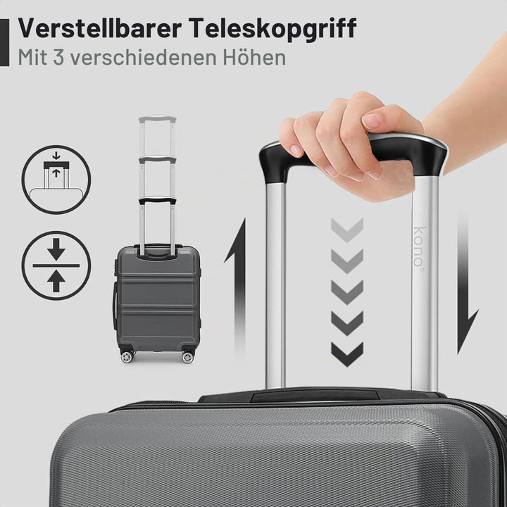 KONO Handgepäck Koffer 20 Zoll Leichter ABS+PC Hartschalenkoffer mit TSA-Schloss Reisekoffer mit 4 R