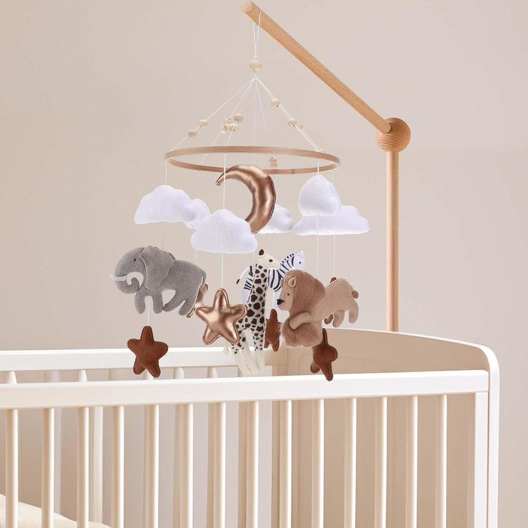 Mobile babybett,Mit gehäkelten Sonne,Monden Sternenund Wolken hängenden Dekorationen,Holz Mobile Bab