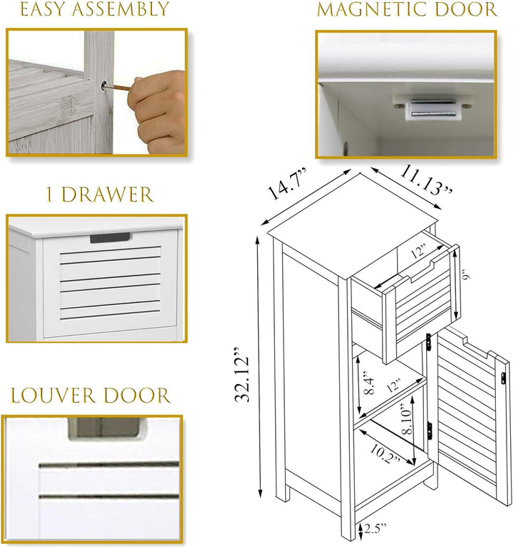 EVIDECO 9902300 Badezimmer-Unterschrank Miami Weiss, 8,6 cm H x 36,4 cm L