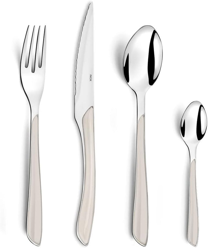 Amefa ECLAT Besteck Set, Weiss , Essbesteck 24-teilig, für 6 Personen, Edelstahl rostfrei, hochwerti