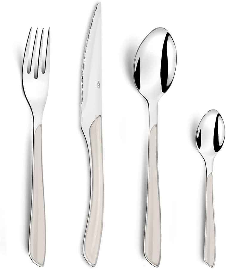 Amefa ECLAT Besteck Set, Weiss , Essbesteck 24-teilig, für 6 Personen, Edelstahl rostfrei, hochwerti