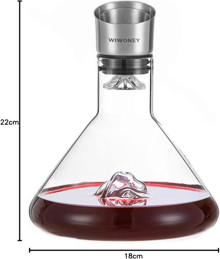 Weindekanter, Weinkaraffe mit Belüfter und Filtern, 100% Handgeblasenes Bleifreies Kristallgläser, D