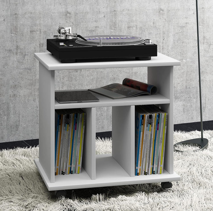 VCM Holz Beistelltisch Couchtisch Sofatisch Rollen rollbar Kaffeetisch Tabina Weiss, Weiss