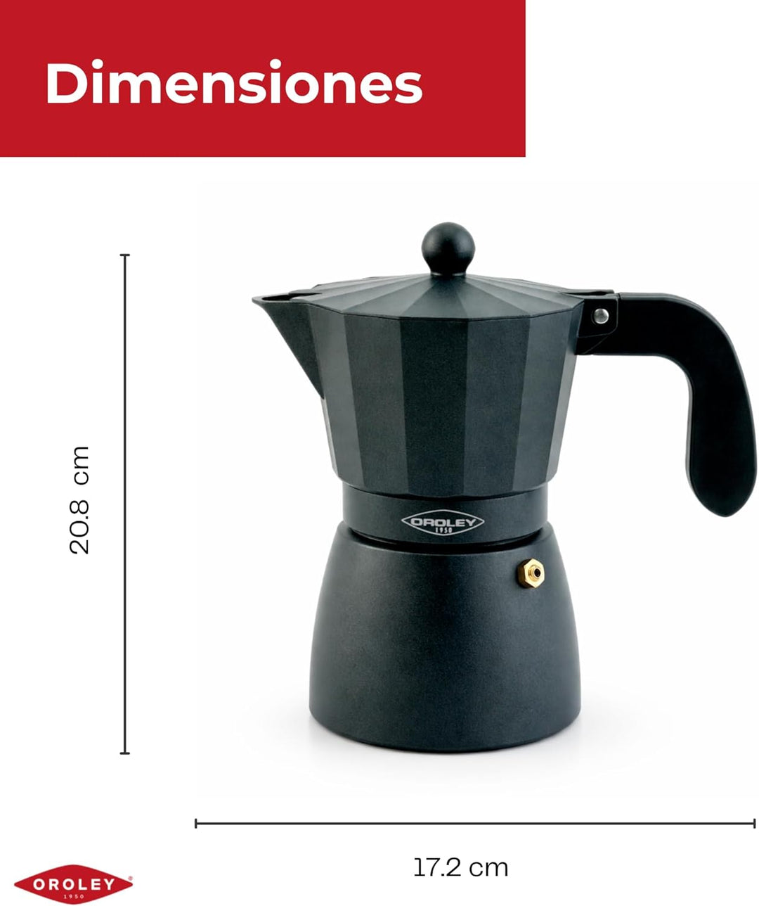 Oroley Touareg-Espressokocher, schwarz, Herd, für gemahlenen Kaffee, Espresso)