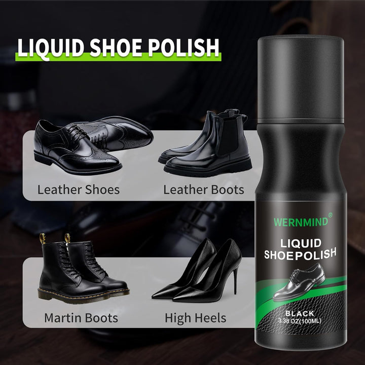 Schwarzes Schuhputzset 100 ml Sofort-Schuhputzset für Stiefel und Schuhe Leder pflegen und schützen