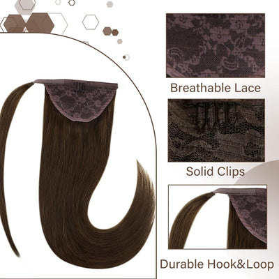Hetto Zopf Echthaar Extensions Braun Pferdeschwanz Extensions Echthaar Wrap Around Haarverlangerung