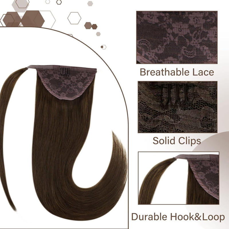 Hetto Zopf Echthaar Extensions Braun Pferdeschwanz Extensions Echthaar Wrap Around Haarverlangerung