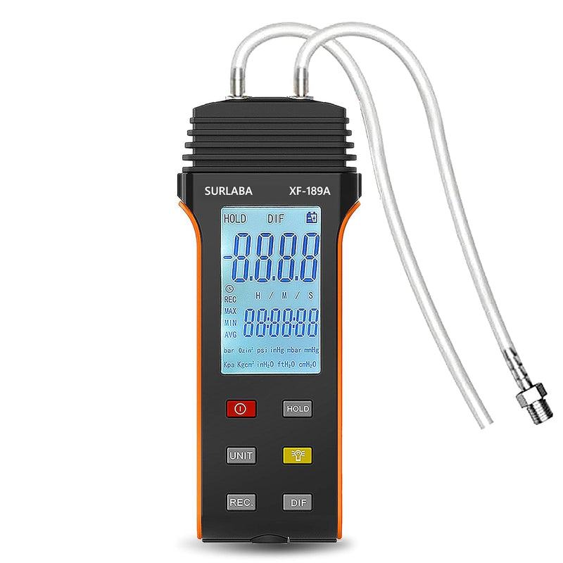 SURLABA Digitales Manometer, Differenzdruckmessgerät Messbereich 6PSI, Gasdruckmessgerät mit 11 Einh