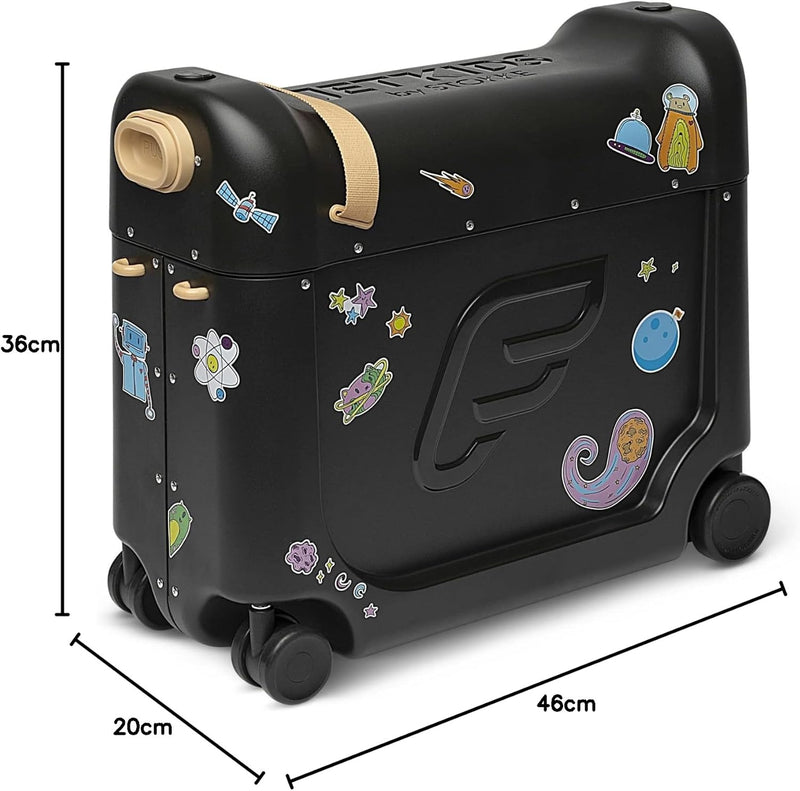Stokke JetKids by BedBox, Lunar Eclipse - Aufsitzkoffer & Flugsitzbett – Damit Dein Kind im Flugzeug
