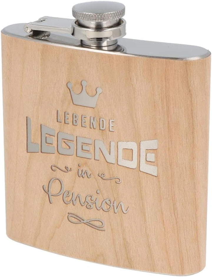 Spruchreif | Flachmann mit Gravur "Lebende Legende in Pension" | Geschenk zum Rentenbeginn | Ruhesta