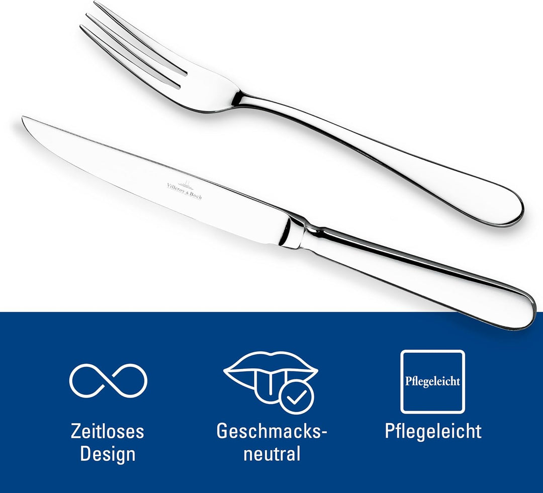 Villeroy und Boch - Oscar Steakbesteck, 12 tlg., für bis zu 6 Personen, Edelstahl, spülmaschinengeei