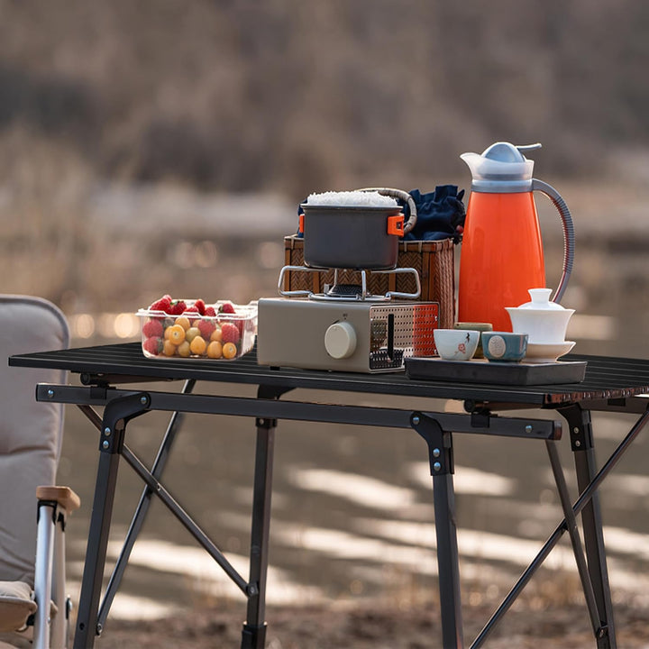 YRHome Alu Campingtisch klappbar 90 x 52 cm Camping Tisch Klapptisch Falttisch Camping Höhenverstell