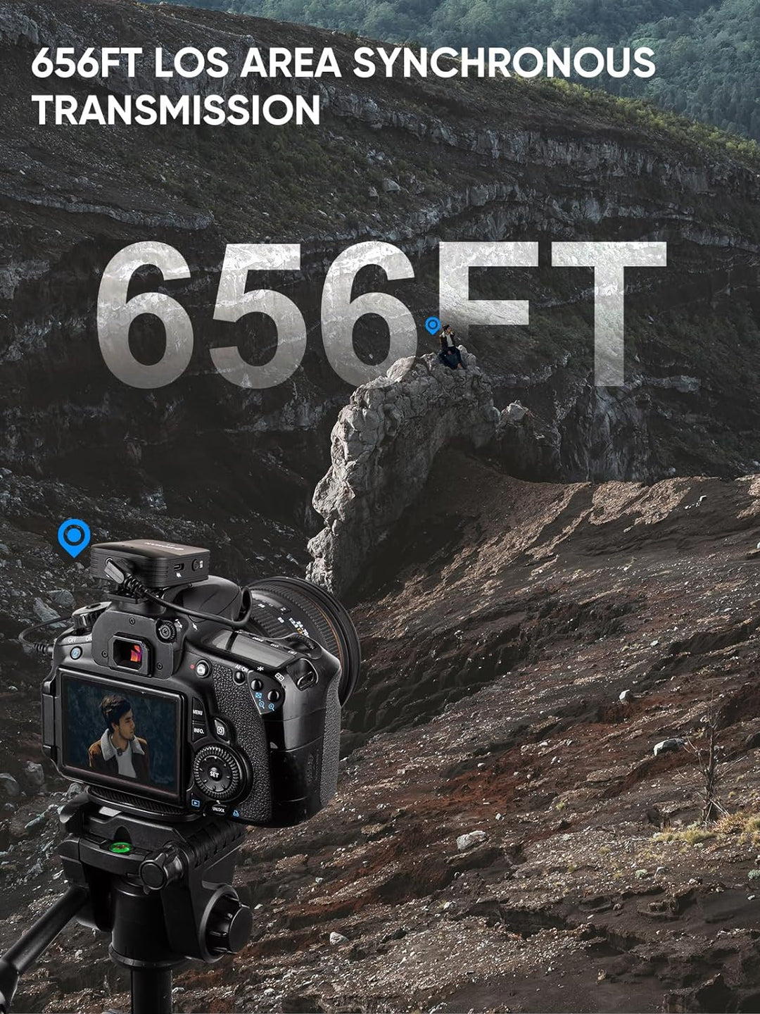 Moman Lavalier Mikrofon Wireless, C1X Ansteckmikrofon Kabellos System bis zu 50m für DSLR Kamera Cam
