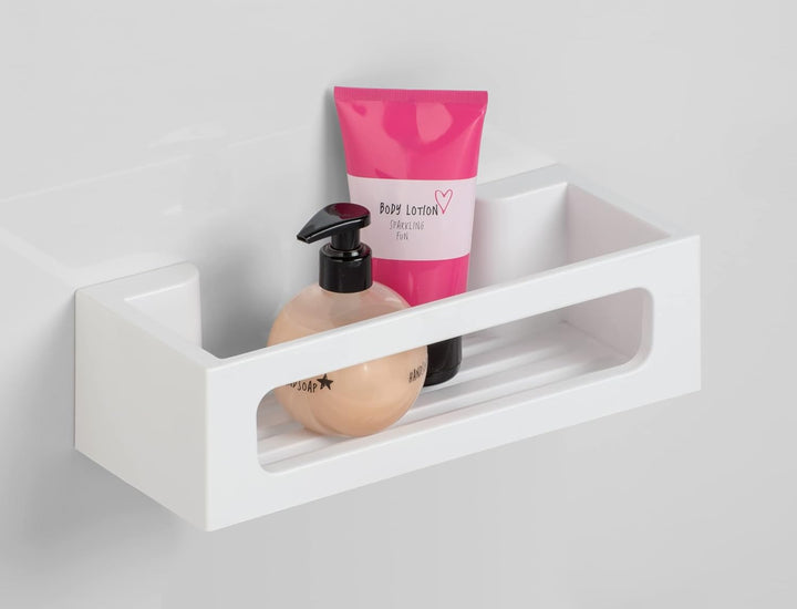 WENKO Turbo-Loc® Wandablage Bralia, Bad-Ablage aus Kunststoff, Befestigen ohne Bohren, tiefes Körbch