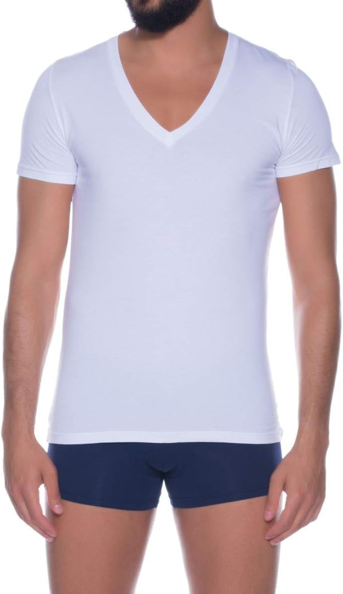 HOM, T-Shirt V-Ausschnitt Supreme Cotton, Herren XXL Weiss, XXL Weiss