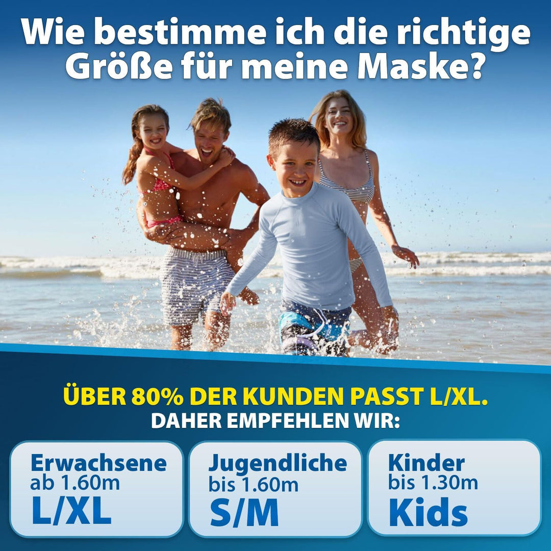 Die Preisgekrönte KAIMANA® Schnorchelmaske für Erwachsene &amp; Kinder - absolut CO2 sicher - inkl. Trag