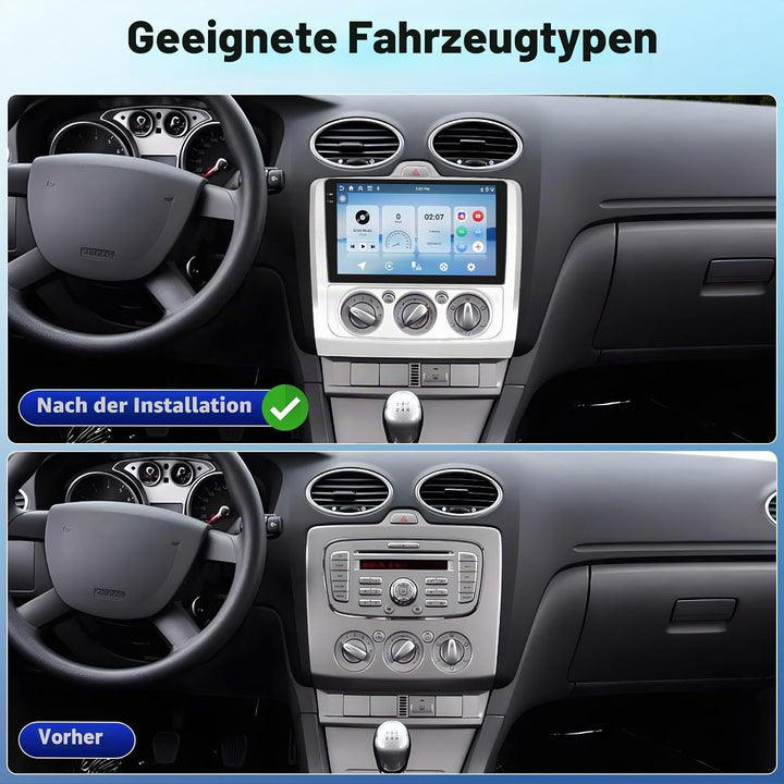 4+128G Android 15 Autoradio für Ford Focus Mk2 Mk3 Exi MT 2 3 2004-2011, 9" Incell Touchscreen-Radio