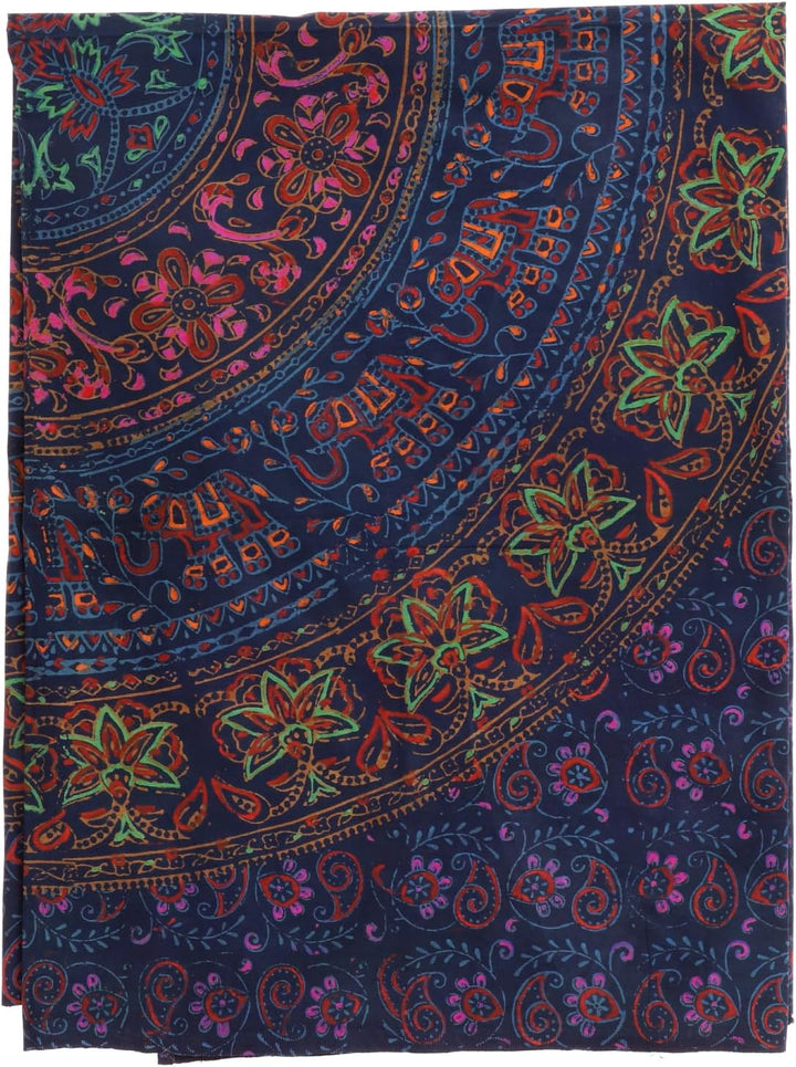 GURU SHOP Indisches Mandala Tuch, Wandtuch, Tagesdecke Mandala Druck 220x150 cm - Blau/rot, Blau/Rot