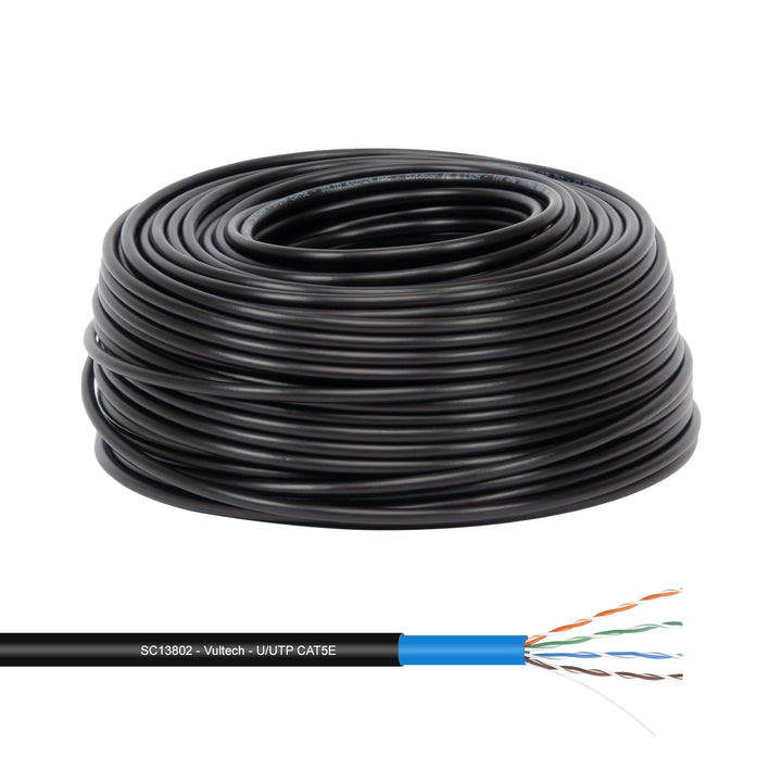 VulTech SC13802-100 Spule Lan Cat 5e UTP 100 Meter 24AWG für den Aussenbereich Doppelmantel PE+LSZH