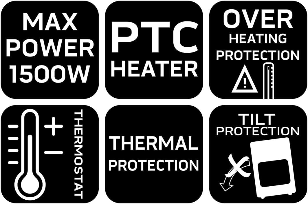 NEO TOOLS Termowentilator 1500W mit PTC Keramikheizelement, freistehend, modernes Design, sicher und