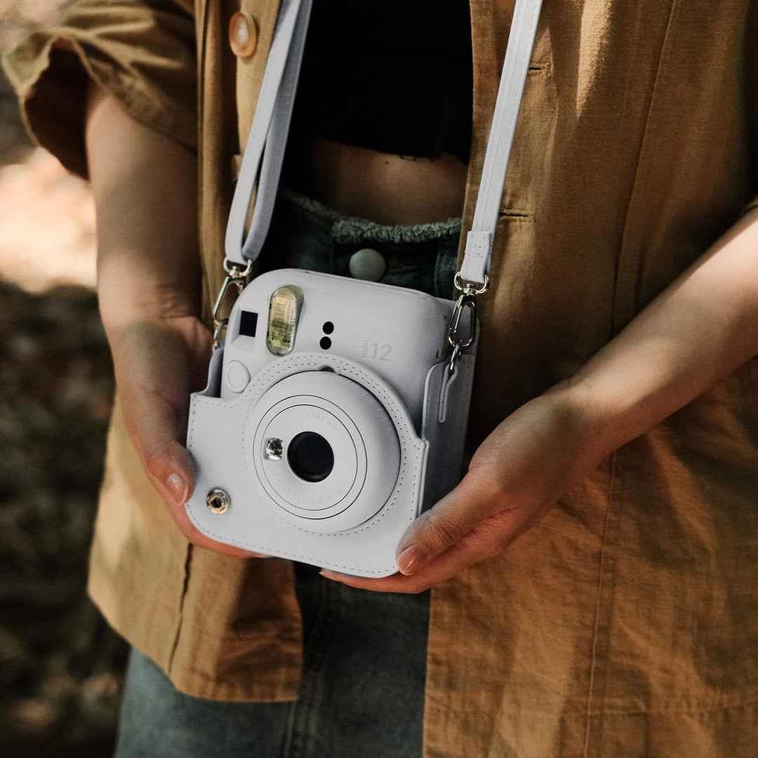Crefotu Tasche Hülle mit 256 Taschen Fotoalbum für für Fujifilm Instax Mini 12 Sofortbildkamera (Wei