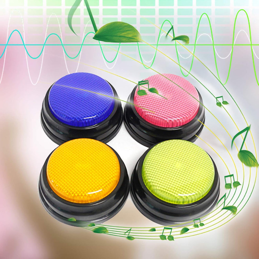 Irishom 4 Stück Buzzer mit Aufnahmefunktion und Licht Sprachaufzeichnung Sound-Taste Interaktives Re