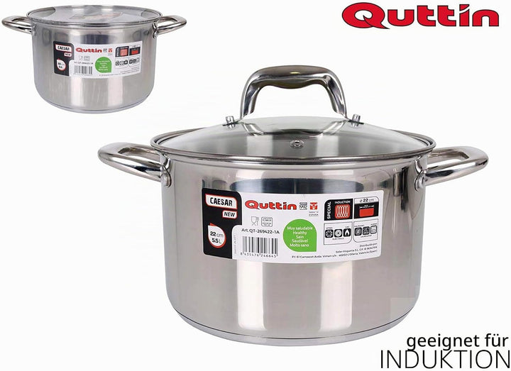 Quttin New Caesar Professioneller Kochtopf für Induktion, Küche und Backofen, mittelgrosser Kochtopf
