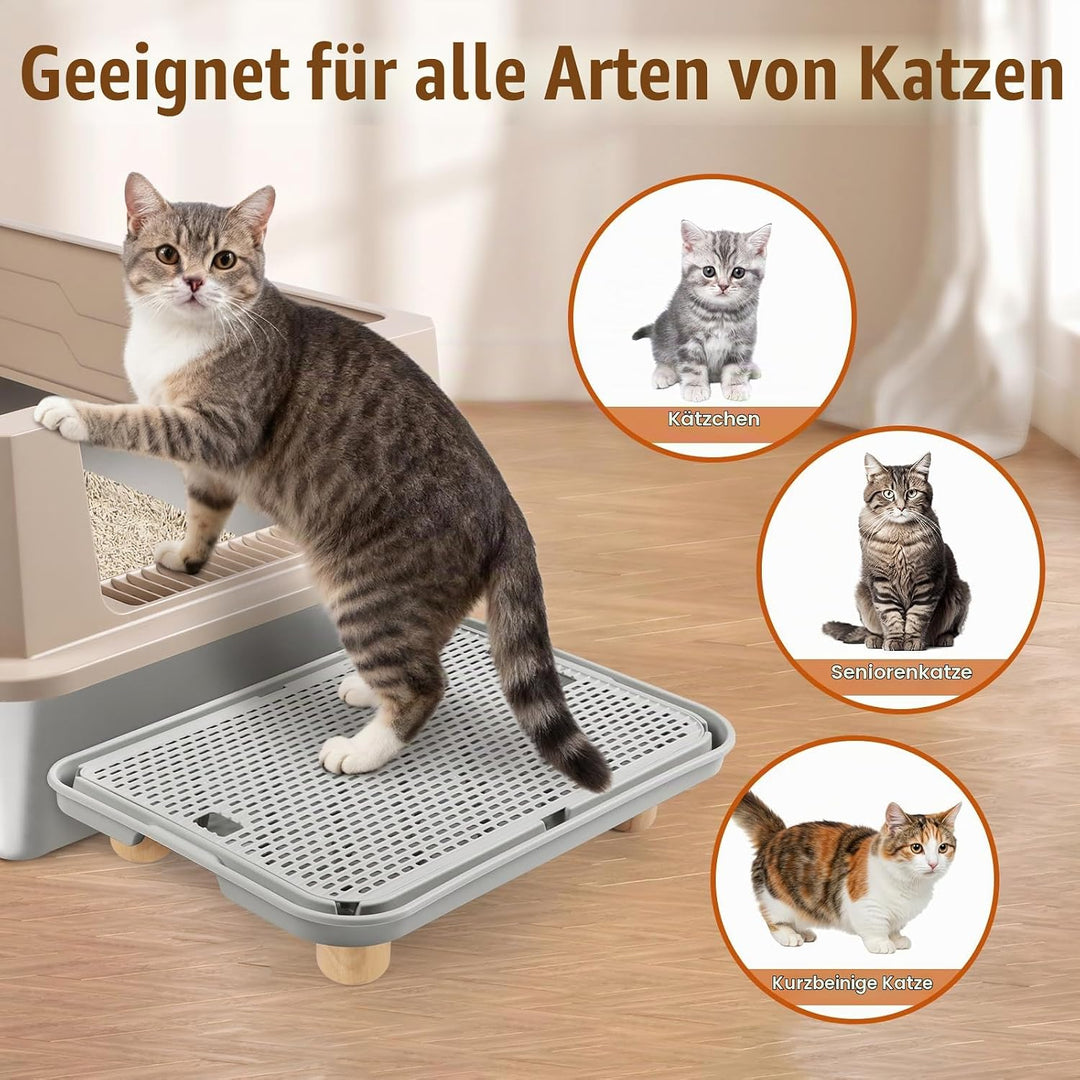 Katzentoilettenrampe mit Filterfunktion, Katzentreppe aus Kunststoff, Katzentoiletten-Filterpedal fü