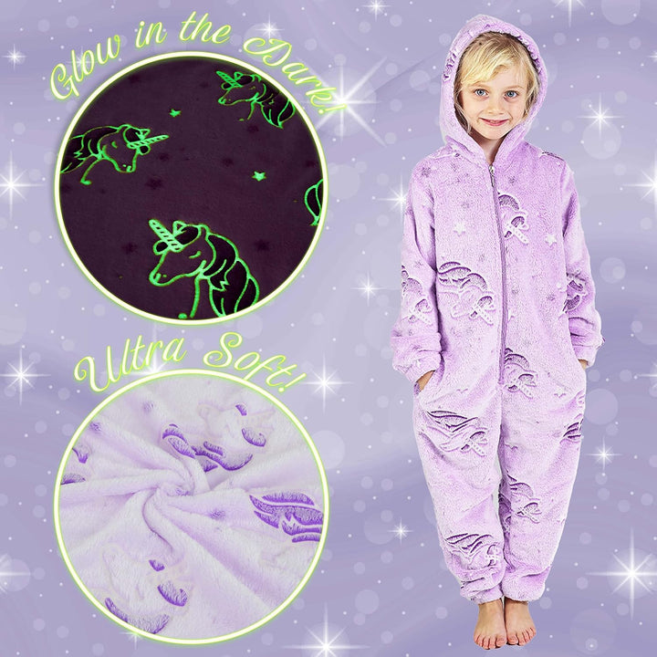 Jumpsuit Kinder Einteiler Fleece Overall Onesie Kinder Mädchen Jungen 4-14 Jahre, Lila