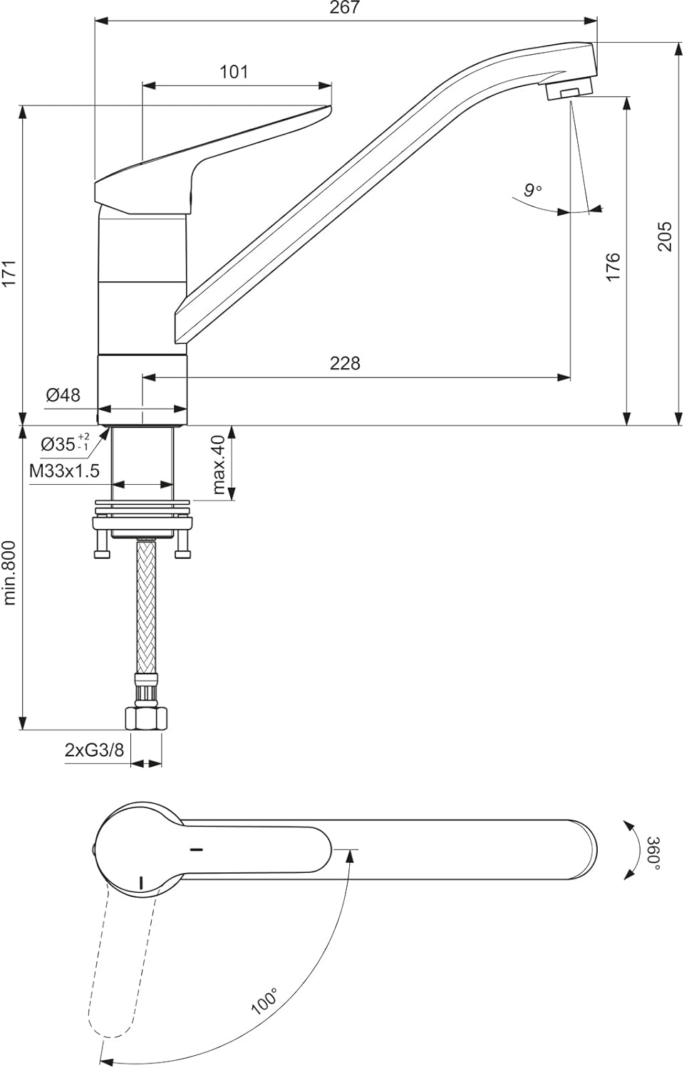 Ideal Standard BC132AA Ceraflex Küchenarmatur