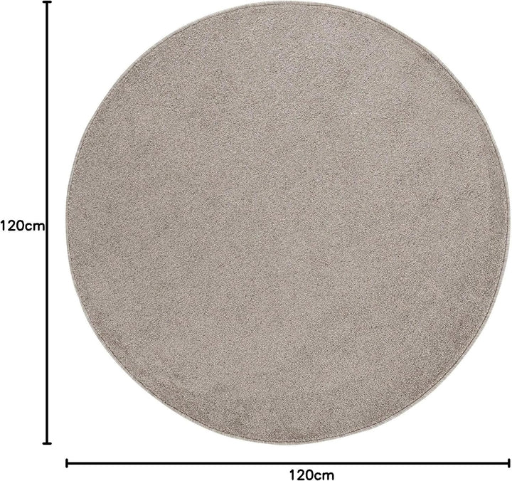 Carpetsale24 Moderner Kurzflor Teppich für Wohnzimmer, 120 cm Rund in Beige - Dichtere, Extra Weich,