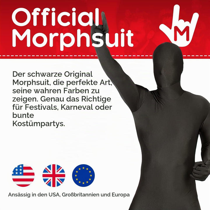 Morphsuits Ganzkörperanzug Herren Schwarz, Body Suit, Grösse L Schwarz L, Schwarz L