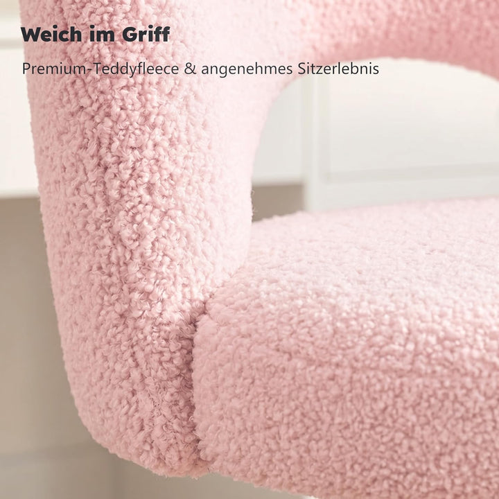 Teddy Schreibtischstuhl, 200kg Tragkraft, Höhenverstellbarer Schminktisch Stuhl mit Rollen, Atmungsa