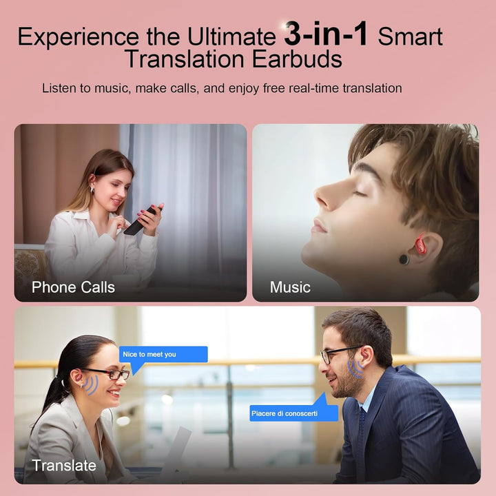 AI Kopfhörer Übersetzer, 3-in-1Bluetooth 5.4 Echtzeit Sprachübersetzer Kopfhörer 164 Sprachen mit Ap