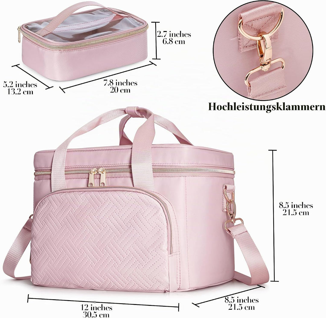 Makeup Tasche Reisetasche mit 2 einzelnen Kosmetiktaschen, grosser Makeup Organizer für Frauen, Rosa